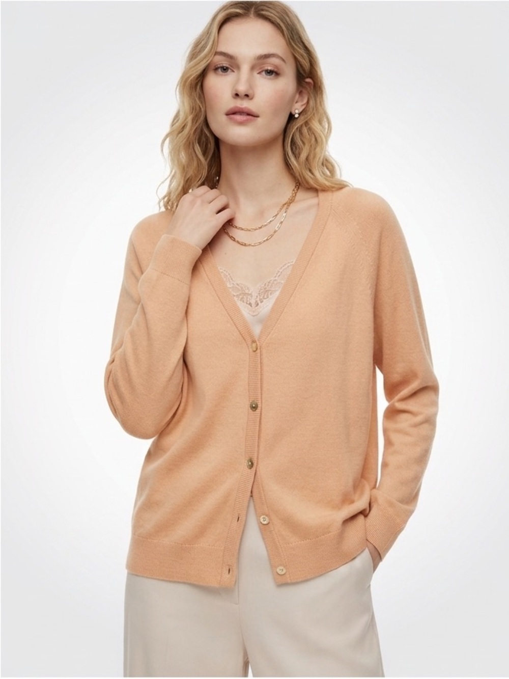 Wool Peach Cardigan Size Medium